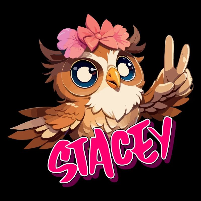 STACEY - Schöner Mädchen Name mit süßer EULE