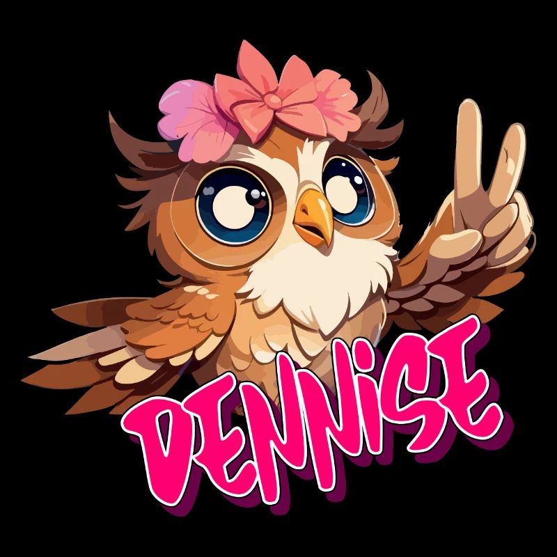 DENNISE - Schöner Mädchen Name mit süßer EULE