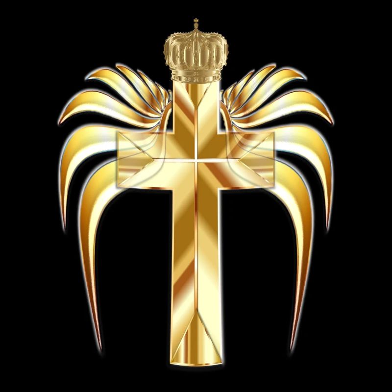Croix dorée avec couronne et ailes - réveil