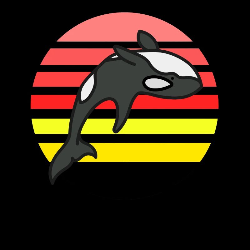 Orca coucher de soleil rétro