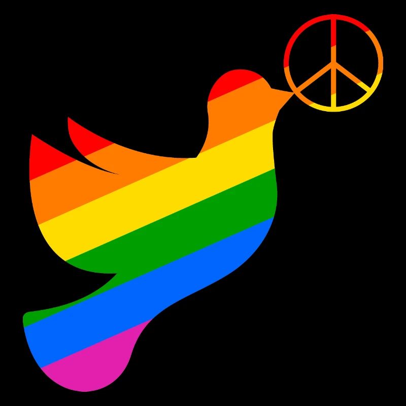 Friedenstaube in regenbogenfarben mit Peacezeichen