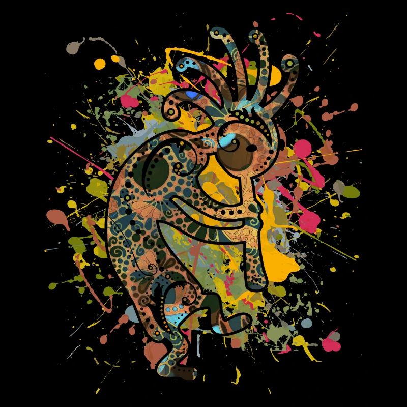 Amérindiens Kokopelli - Éclaboussures colorées 4