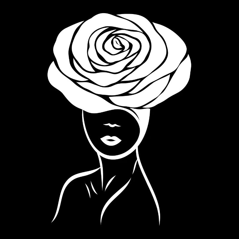 Mädchen / Lady mit Blume (Rose) auf dem Kopf