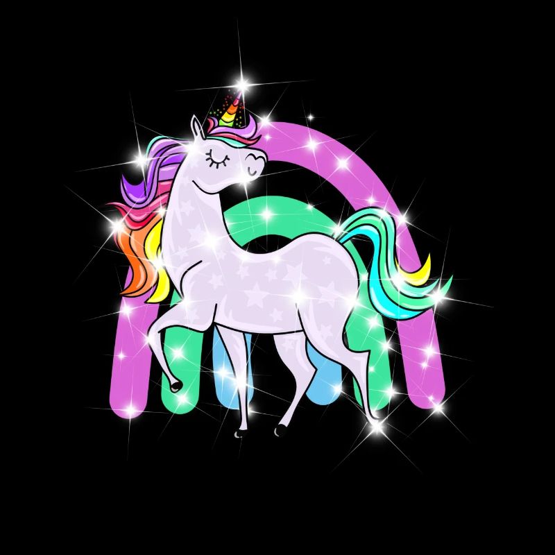 sparkling unicorn with rainbow