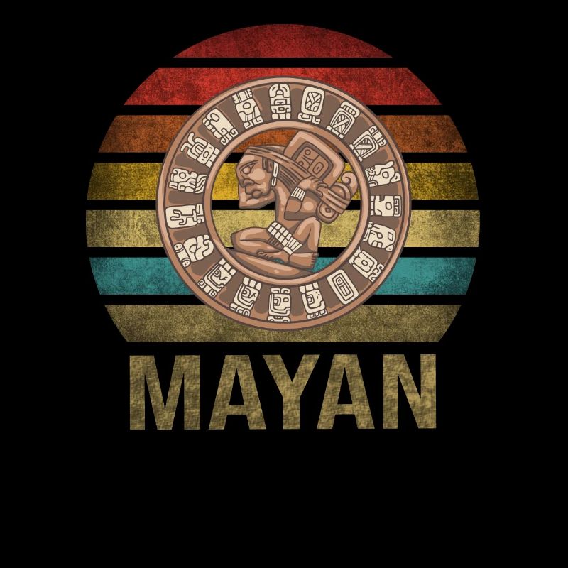 Mayan Calender Maya Itzamna Retro Sunset