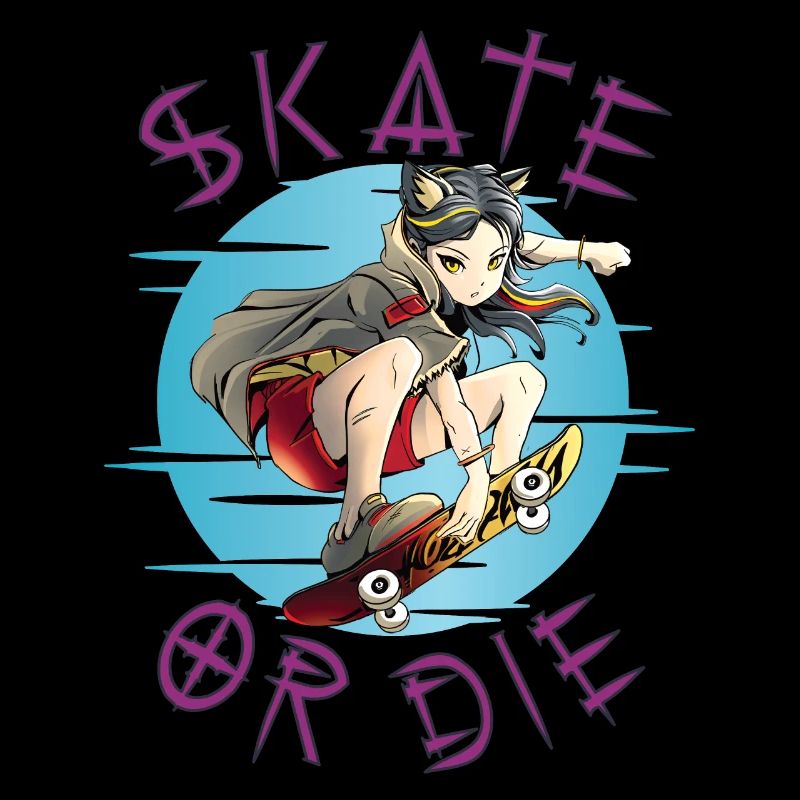 Skate oder stirb Skateboarder Anime Mädchen