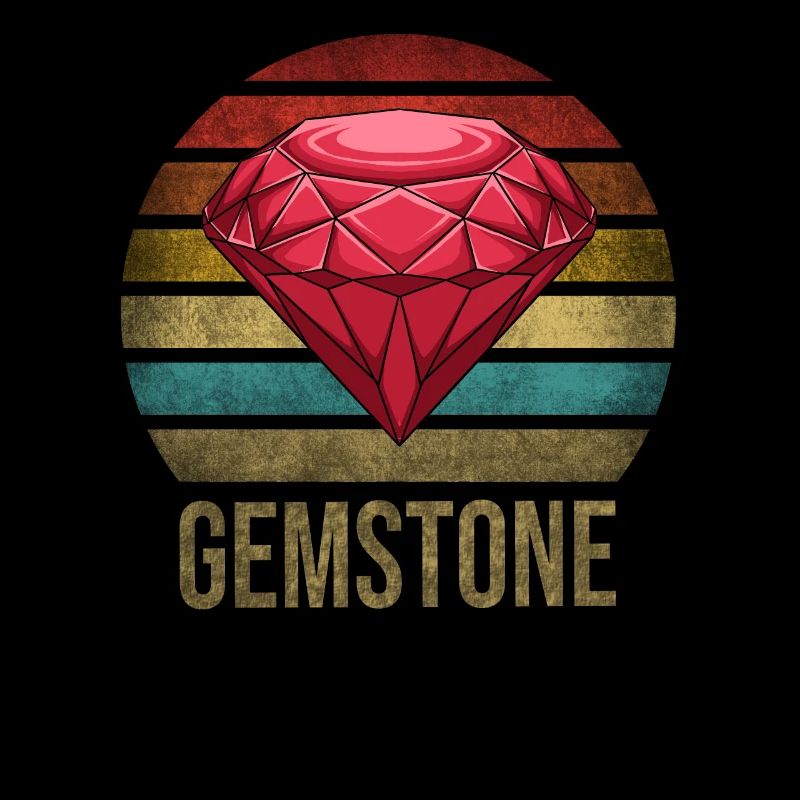 Ruby Gemstone Retro Sunset