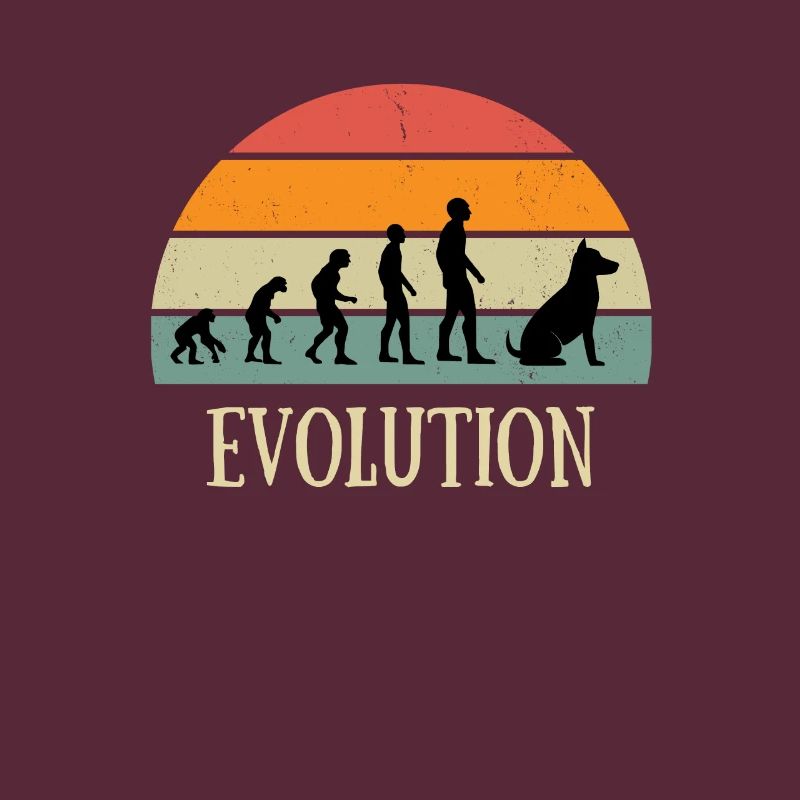 evolution dog man vintage humor geschenkidee