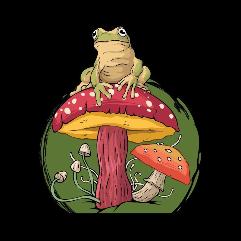 Conception de grenouille de chasse aux champignons pour les amateurs de grenouilles
