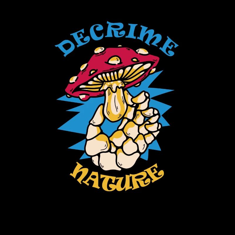Decrime Nature Squelette de champignon magique coloré