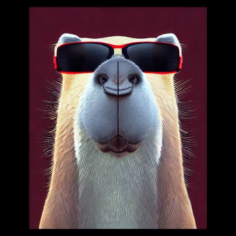 Cool Comic Portrait de Capybara avec des lunettes de soleil