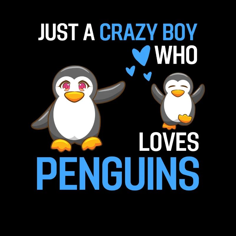Nur ein verrückter Junge der Pinguine liebt Tier