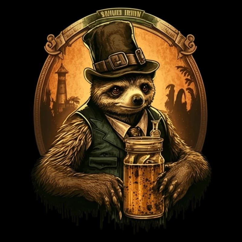 Cool sloth with beer
