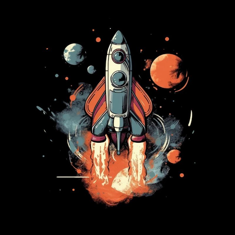 a space rocket launch through space