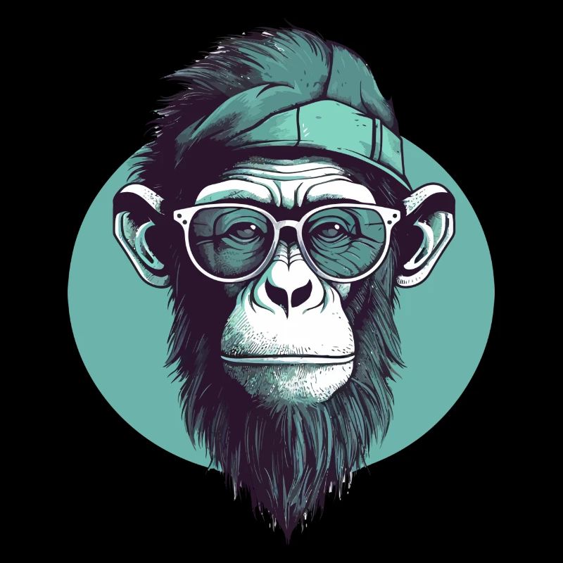 Cooler Hipster Affe mit Brille und Cap