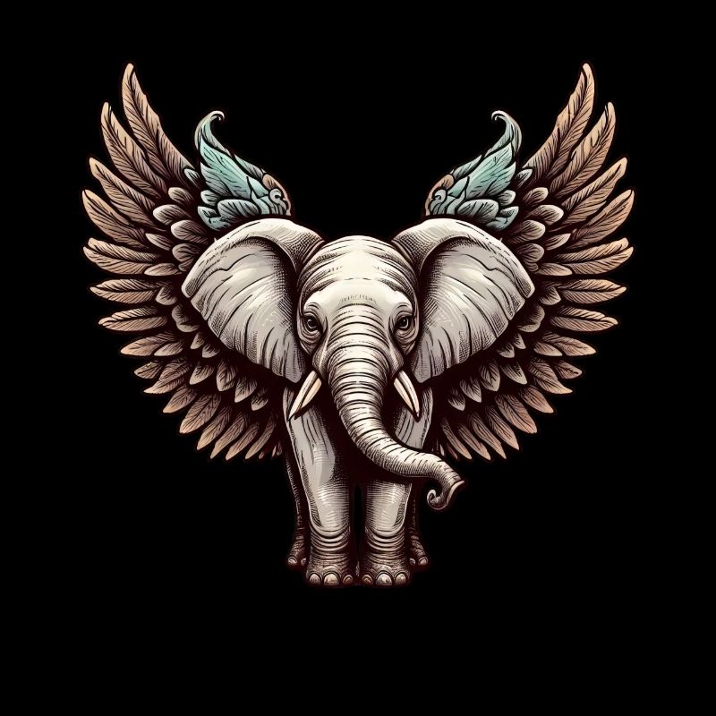 Éléphant de Noël : Ange de la douceur avec des ailes