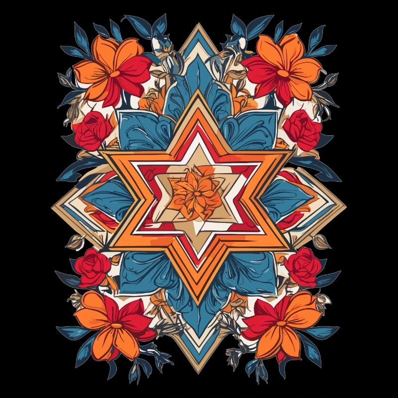 Étoile juive avec des fleurs