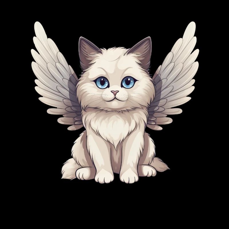 Süße Ragdoll-Katze als Comic-Engel mit Flügeln
