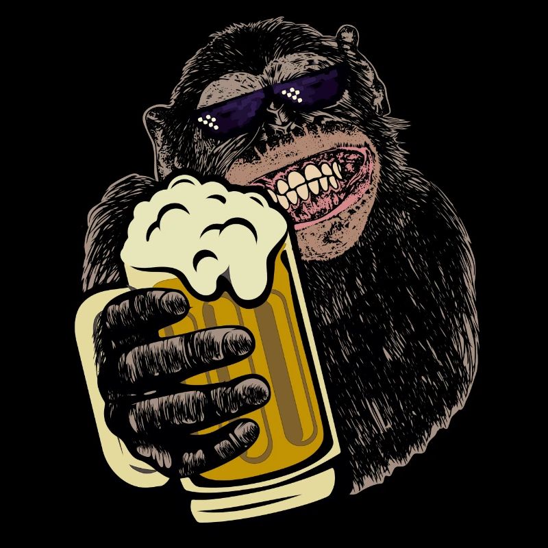 Affe mit Bier Biertrinkershirt Geschenk