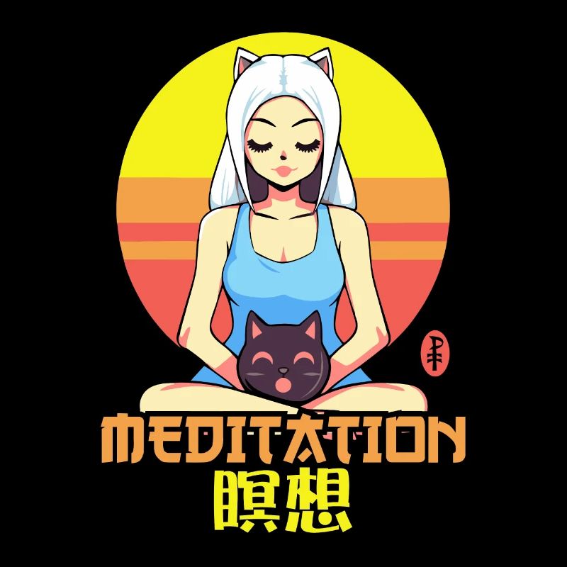 Katzen Mädchen und eine schnurrende Katze in Medit