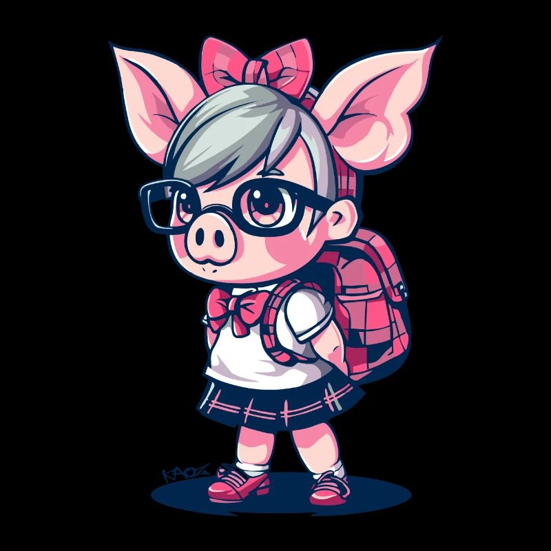 Retour à l’école : Nerd Écolière Cochon