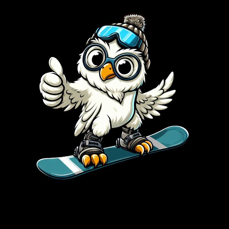 Eule Snowboarder Winterabenteuer