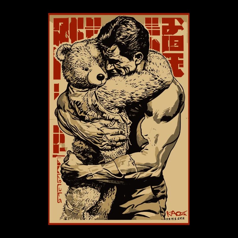 I've missed you, man hugging bears