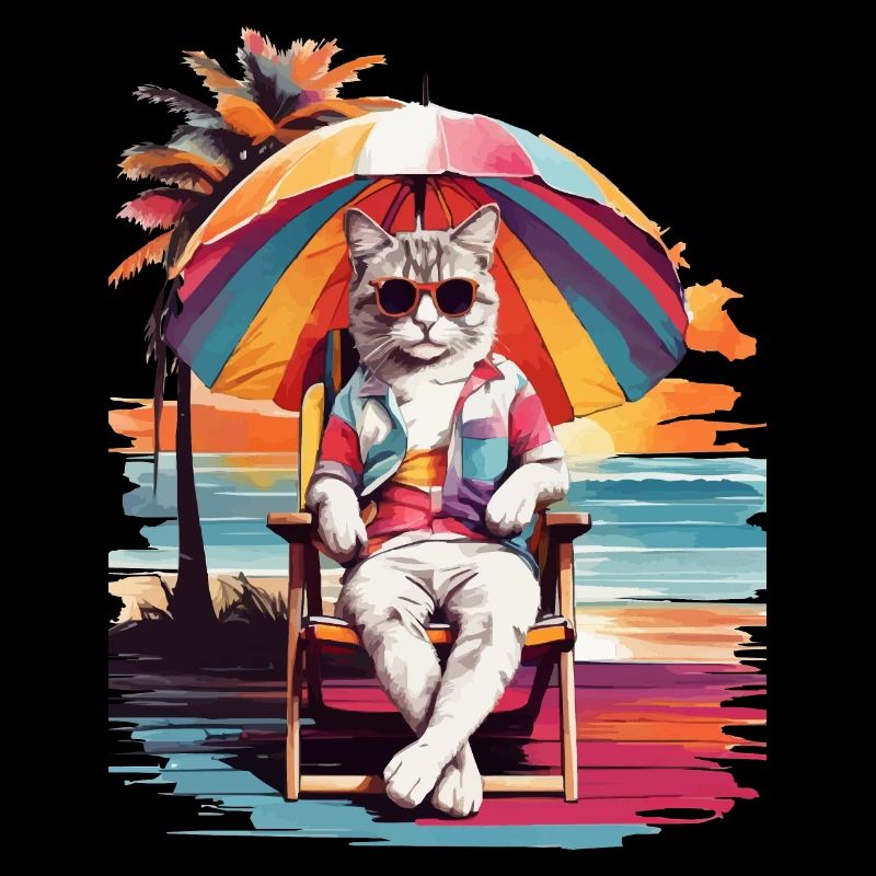 CAT'S BEACH TIME, CAT HOLIDAY AND SUMMER VIBES