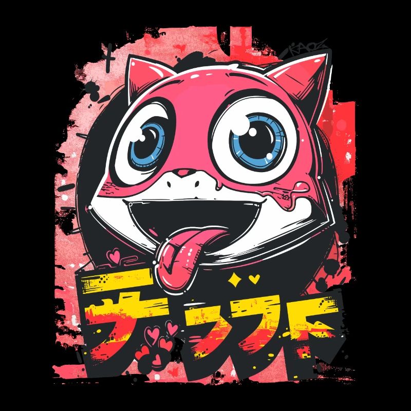 Graffiti Japonais Mignon Coquine Anime Chat