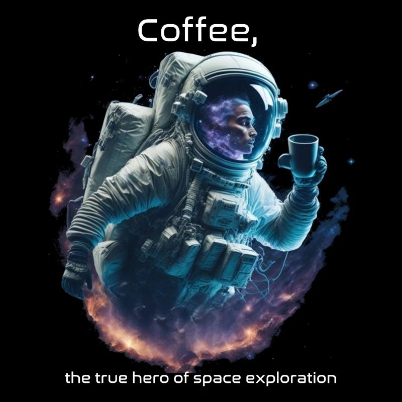 Astronaut Floating in Space Sipping Coffe