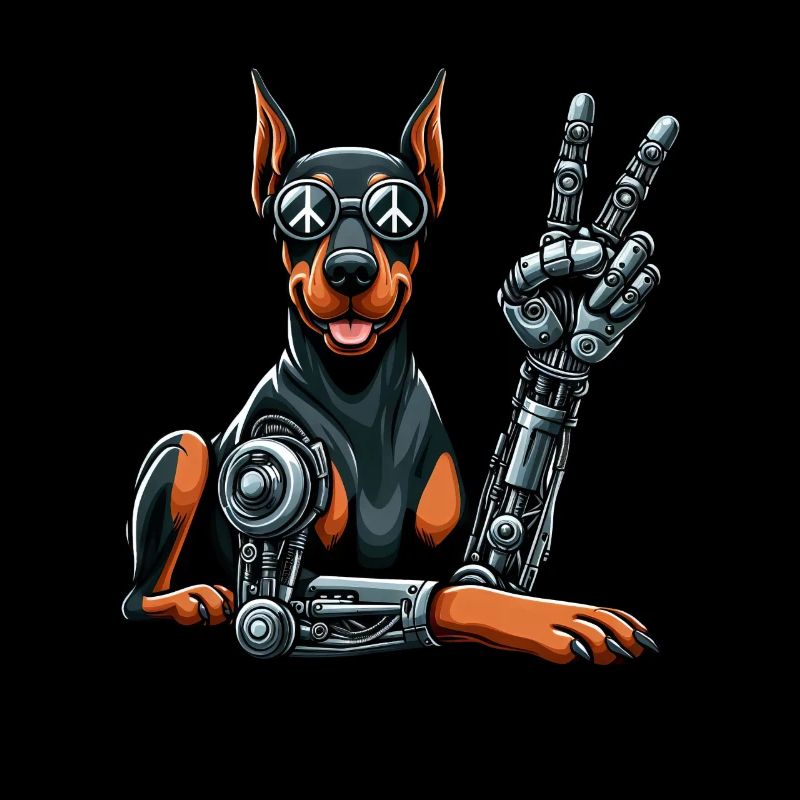Dobermann Roboter Cyborg Hund Futuristisch
