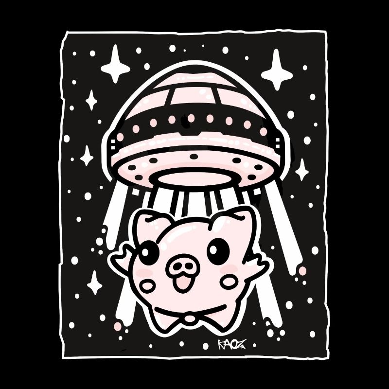 Alien Entführung eines niedlichen Schweins