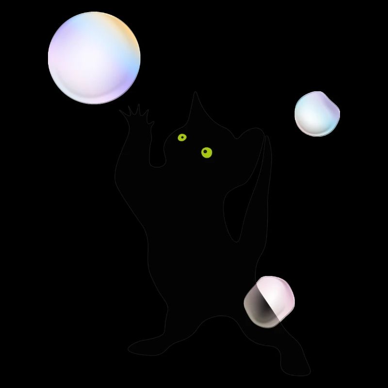Cat discovering bubbles