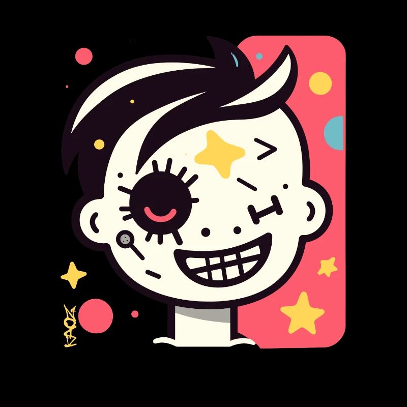 Abstract Funny Cool Cartoon Kid