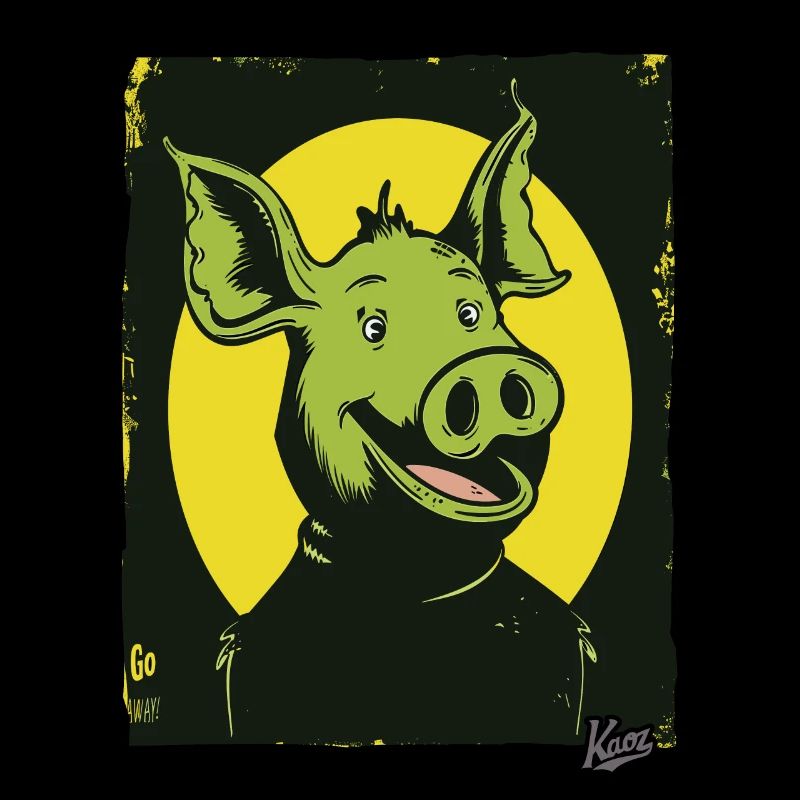 Cochon de dessin animé drôle, heureux et étrange