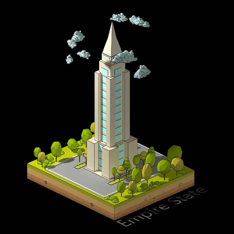 Bâtiment Empire géométrique low poly