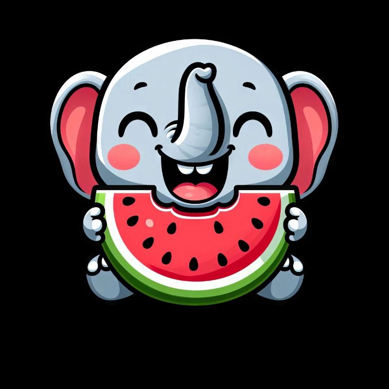 Cute elephant with watermelon summer joy