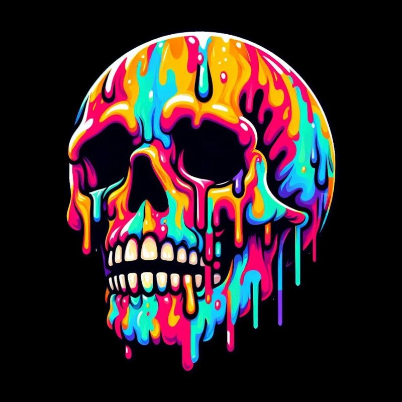 Vibrant Melting Skull
