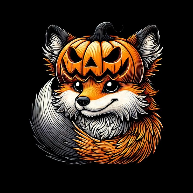 Stylish Halloween Pumpkin Fox Art