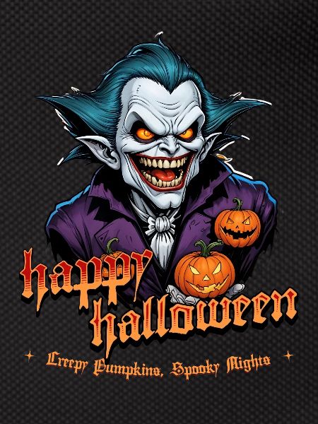 Halloween Vampire with Pumpkins