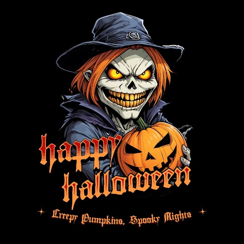 Spooky Pumpkin Halloween Witch with Glowing Ends