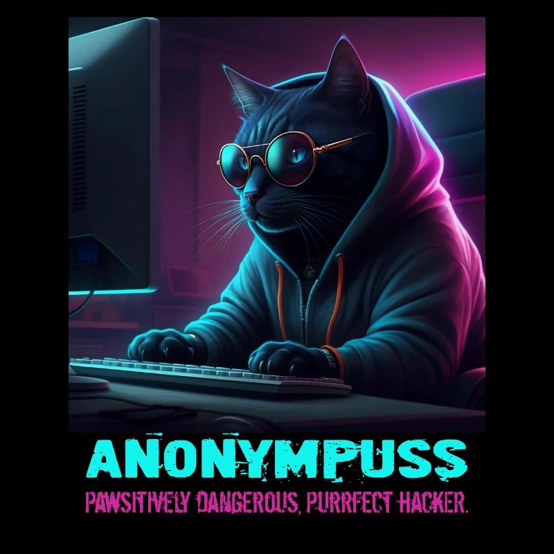 Anonympuss Chat Hacker Drôle Image Chat Mème