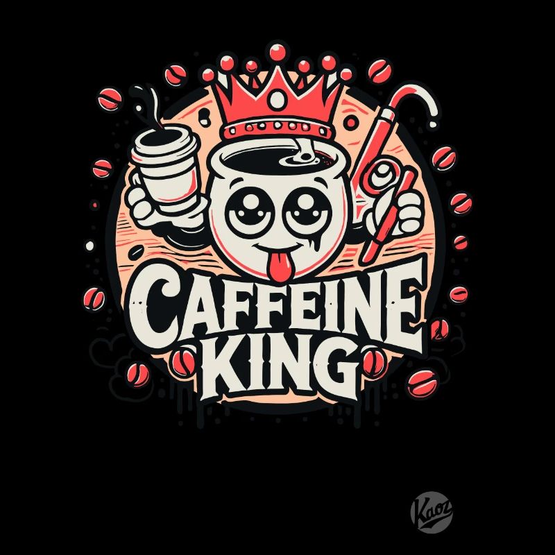 Tasse à café de dessin animé rétro : Caffeine King