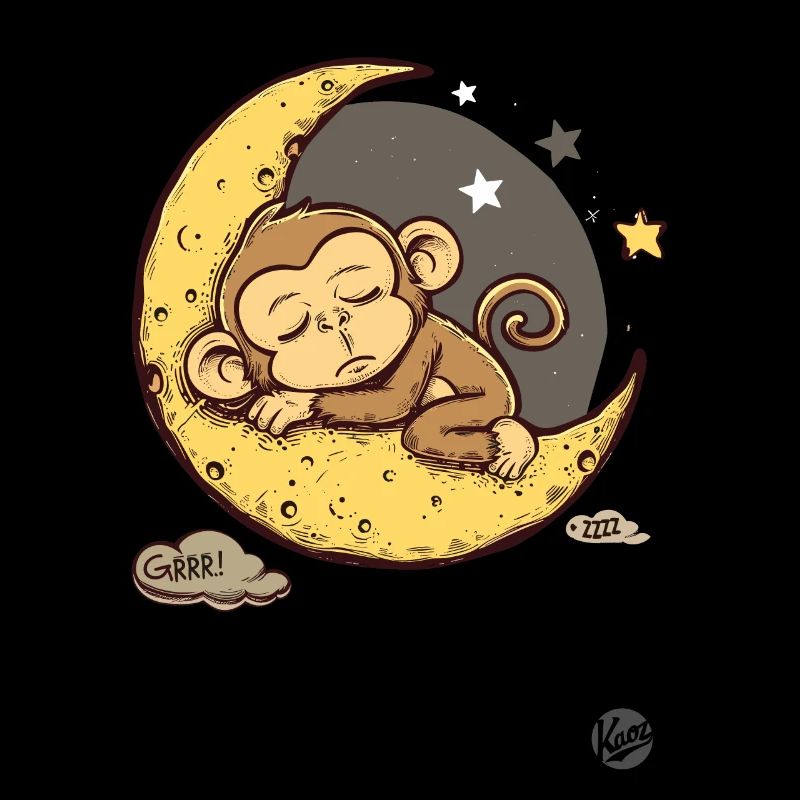 Kleiner schlafender Affe mit Sternen und Mond