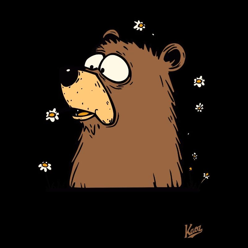 The funny chamomile flower bear