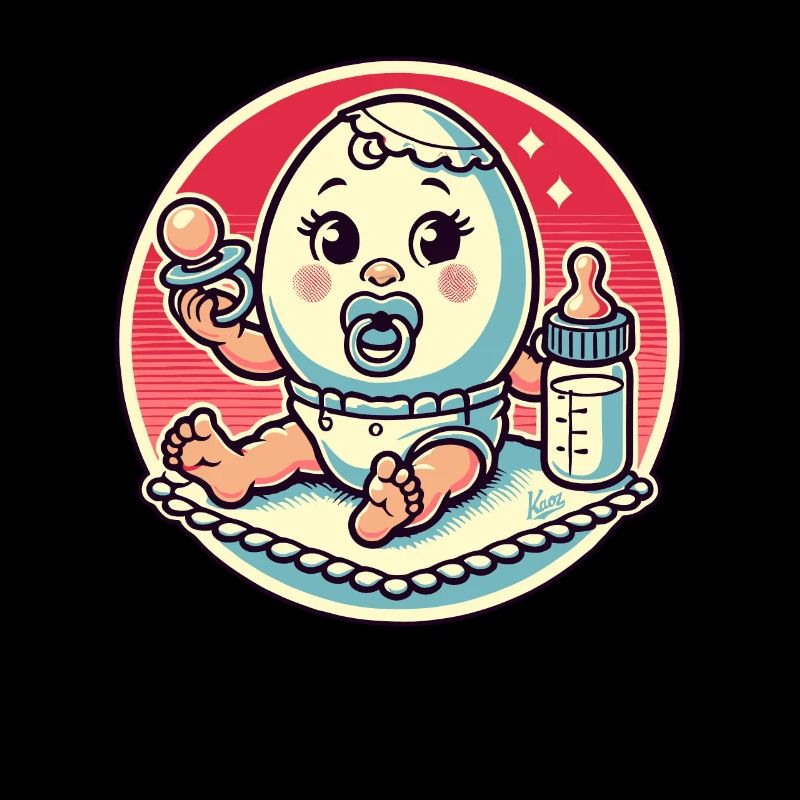Oeuf pour bébé avec sucette et biberon