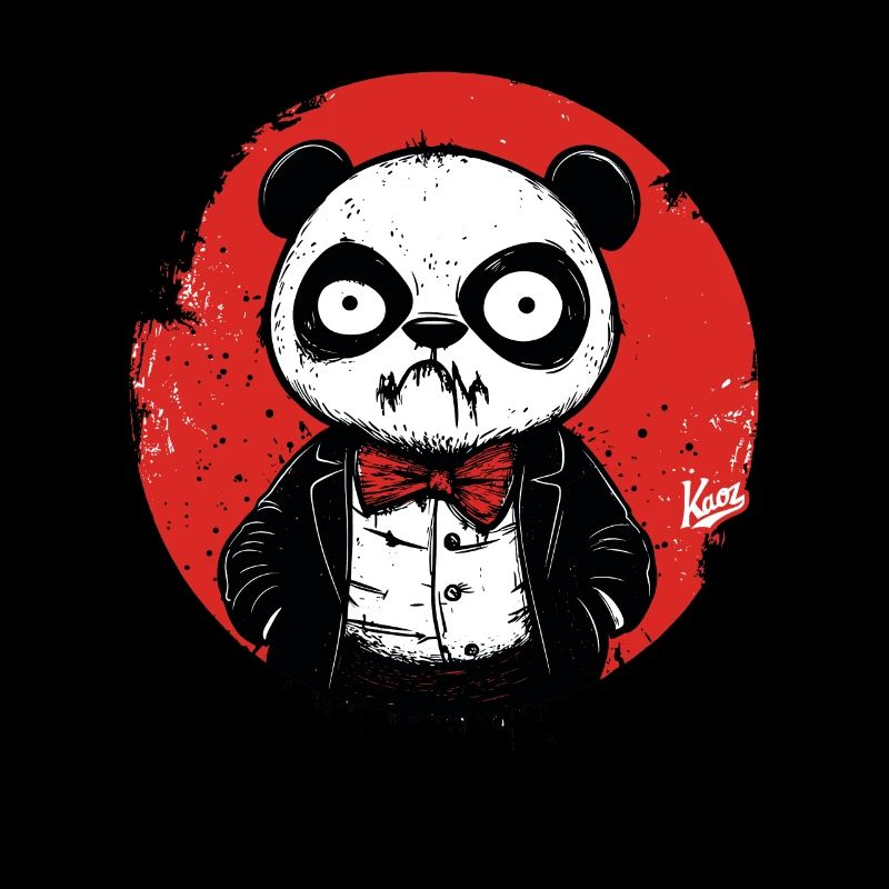 Angry disappointed panda in tuxedo