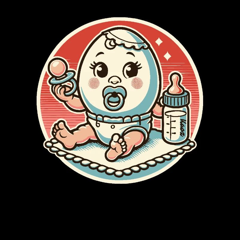 Oeuf pour bébé avec biberon et sucette