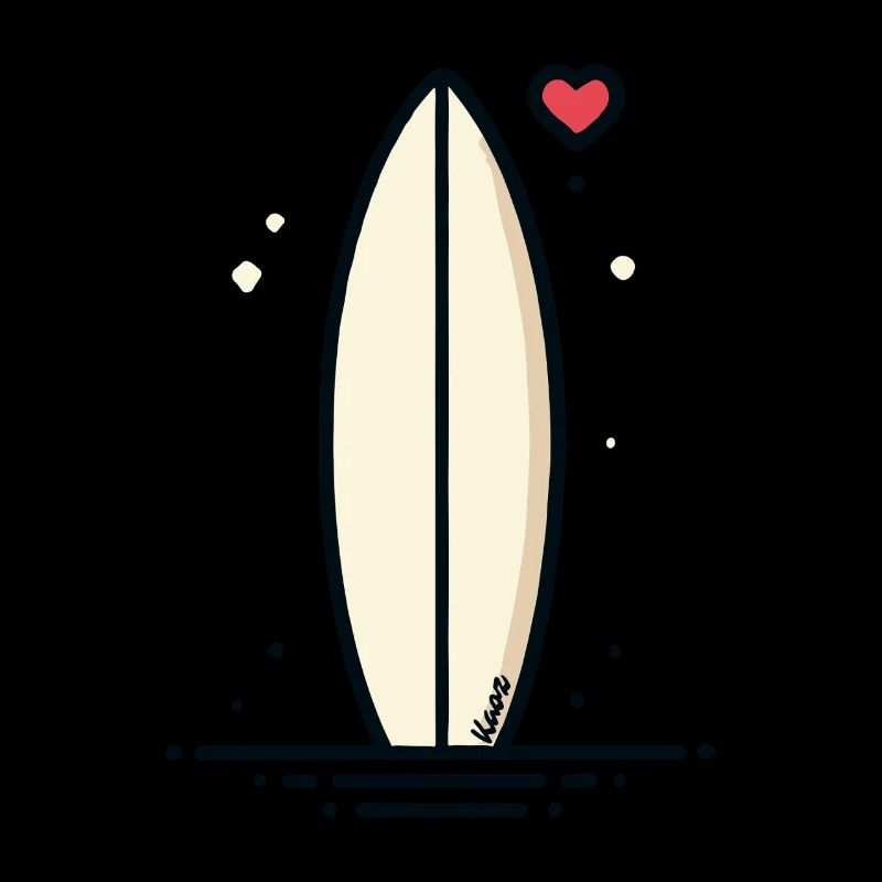 Retro Surfbrett mit Herz