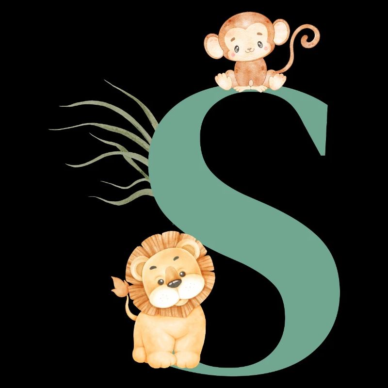 Lettre s vert animaux jungle